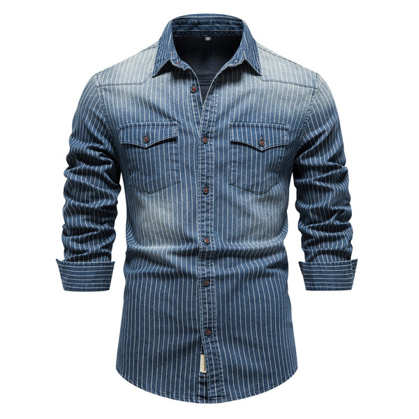 Ellis&Carter Striped Cotton Denim Shirt