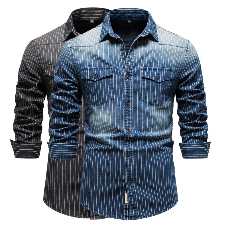 Ellis&Carter Striped Cotton Denim Shirt